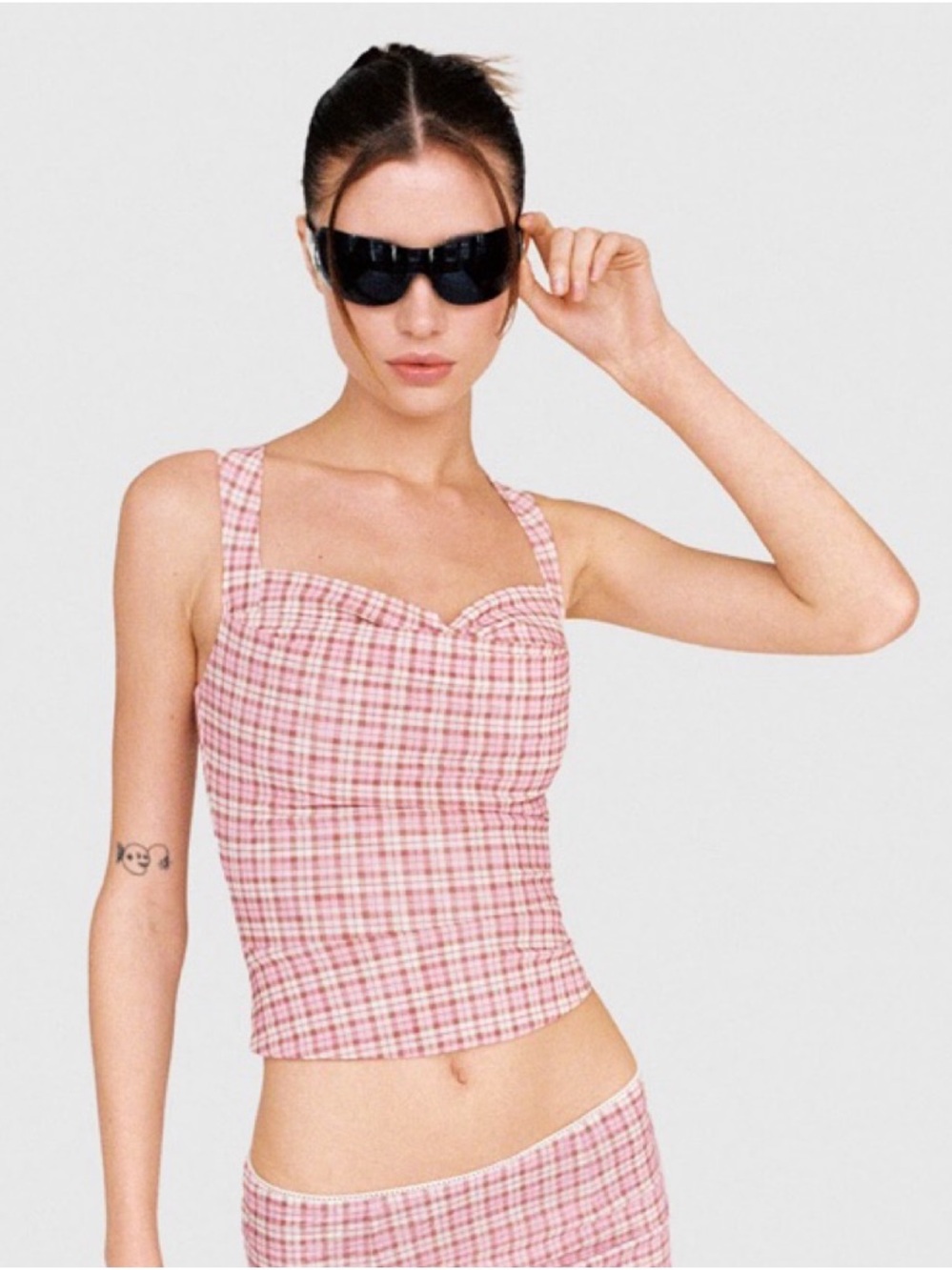 Miaou Imogen Bustier Pink Baby Plaid